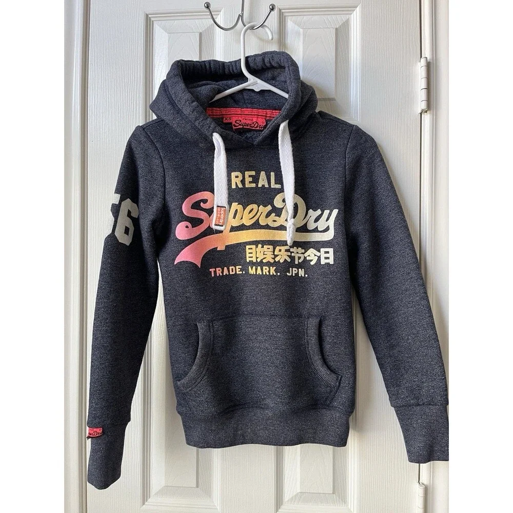 Superdry Multicolor Graphic Logo Hoodie Sweater Vintage Japan Women’s XS - Picture 1 of 12